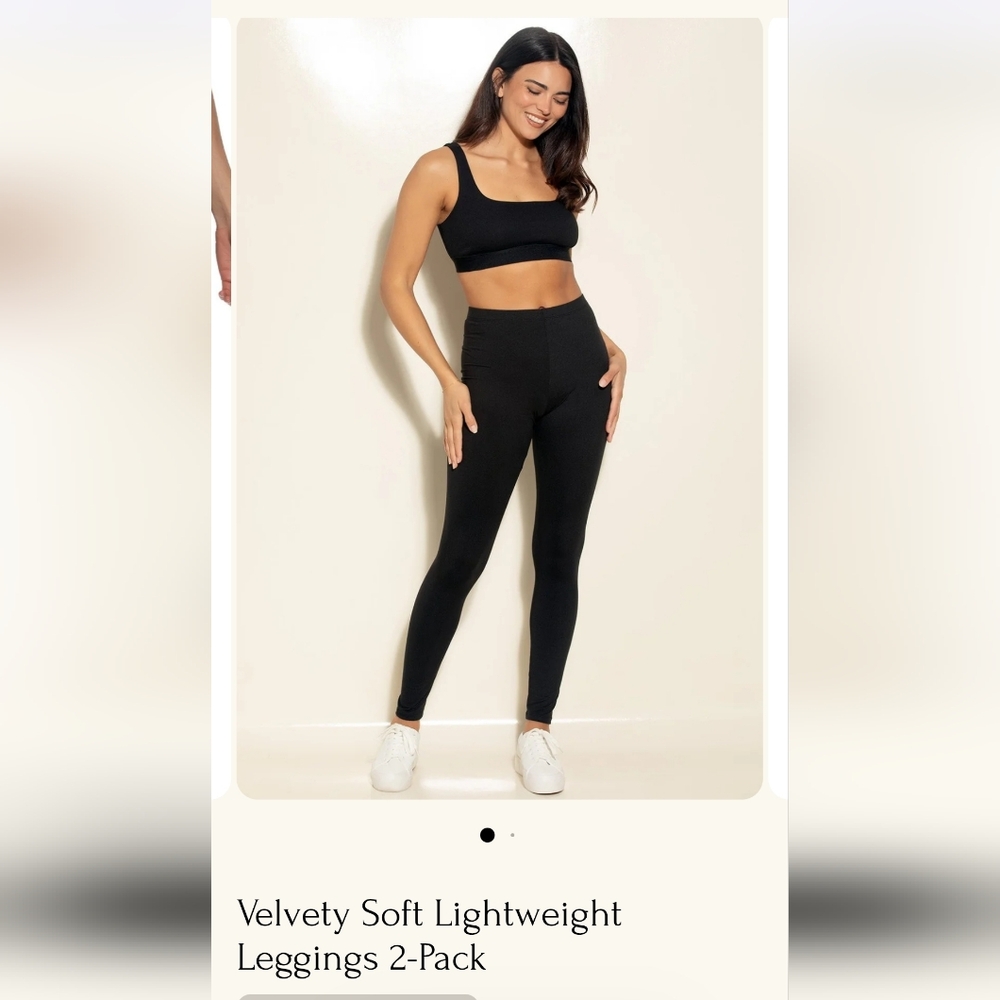 Felina Black Velvety Soft Leggings - 2 Pack, Numerous Sizes Avail. - Picture 7 of 7
